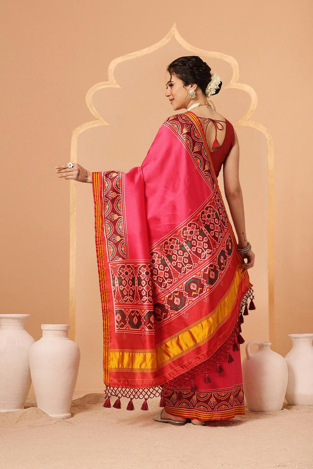 Pink Patola Printed Silk Saree (SZ-DGPATOLA-2975)