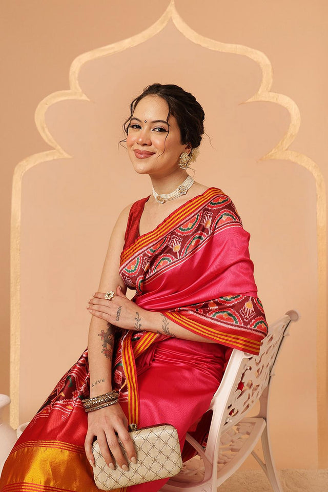 Pink Patola Printed Silk Saree (SZ-DGPATOLA-2975)