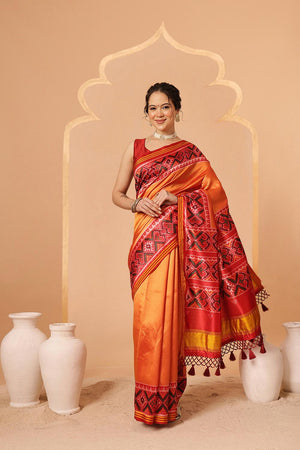 Orange Patola Printed Silk Saree (SZ-DGPATOLA-2978)