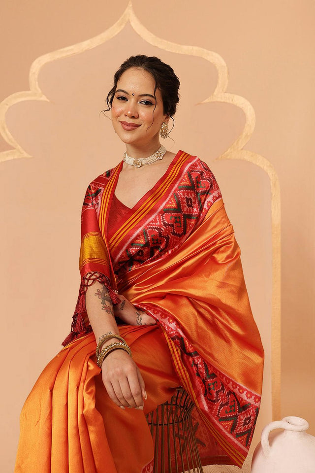 Orange Patola Printed Silk Saree (SZ-DGPATOLA-2978)