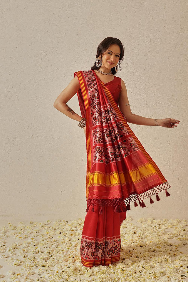 Red Patola Printed Silk Saree (SZ-DGPATOLA-2979)
