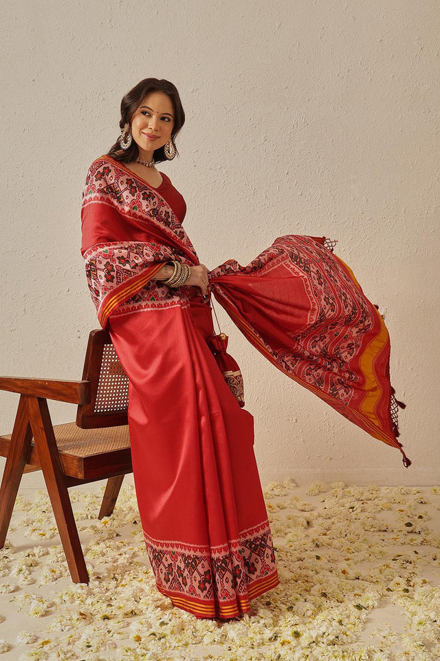 Red Patola Printed Silk Saree (SZ-DGPATOLA-2979)