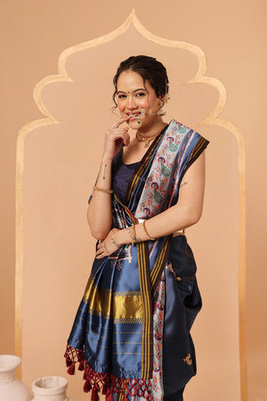 Blue Paithani Printed Silk Saree (SZ-DGPATOLA-2981)