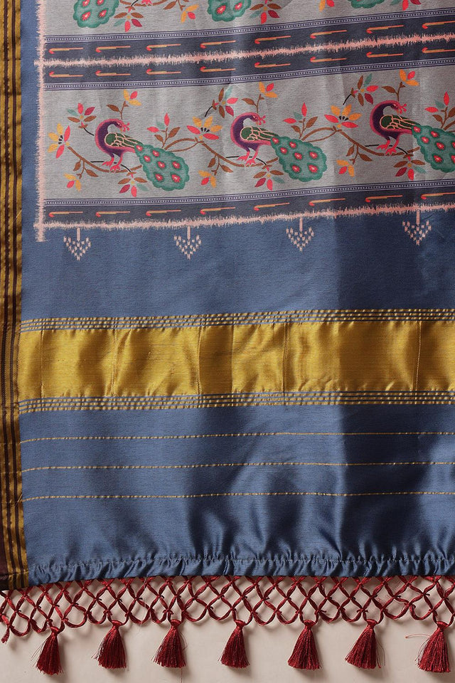 Blue Paithani Printed Silk Saree (SZ-DGPATOLA-2981)