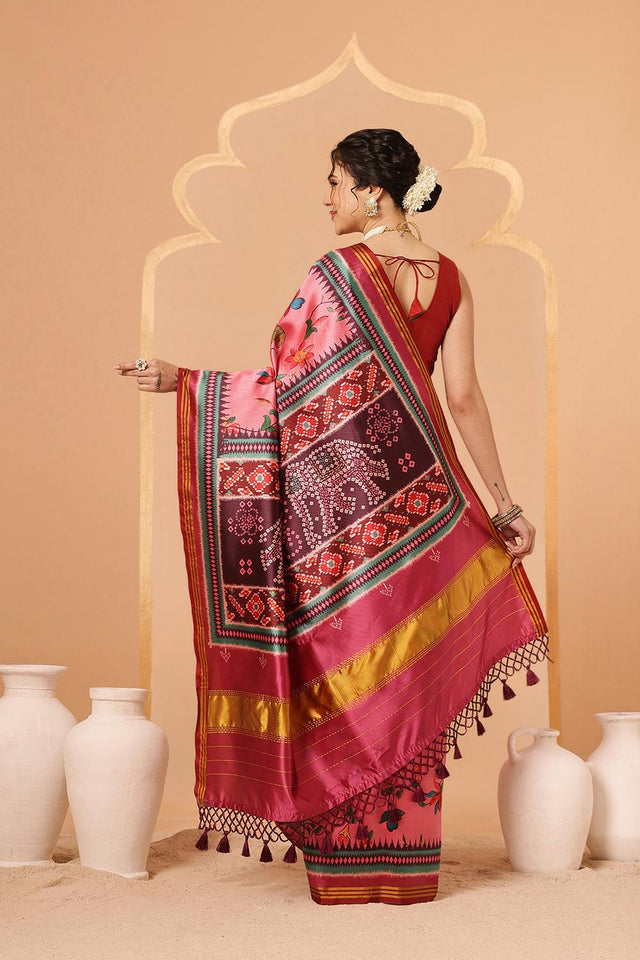 Pink Paithani Printed Silk Saree (SZ-DGPATOLA-2982)