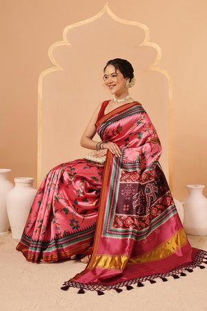 Pink Paithani Printed Silk Saree (SZ-DGPATOLA-2982)
