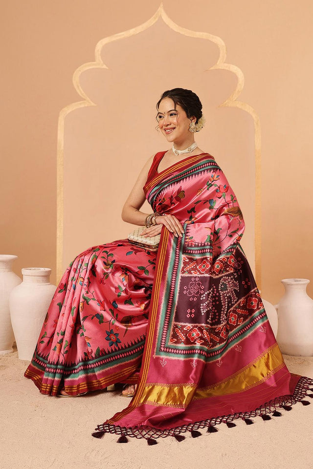 Pink Paithani Printed Silk Saree (SZ-DGPATOLA-2982)