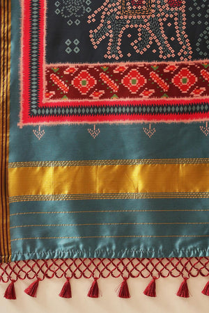 Turquoise Paithani Printed Silk Saree (SZ-DGPATOLA-2983)