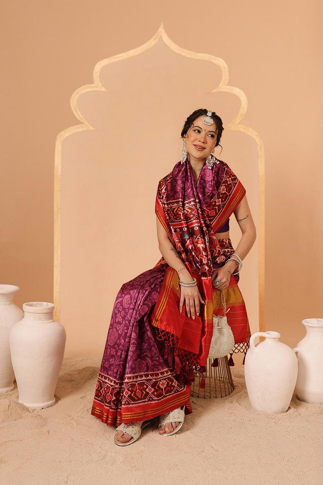Violet Patola Printed Silk Saree (SZ-DGPATOLA-2985)
