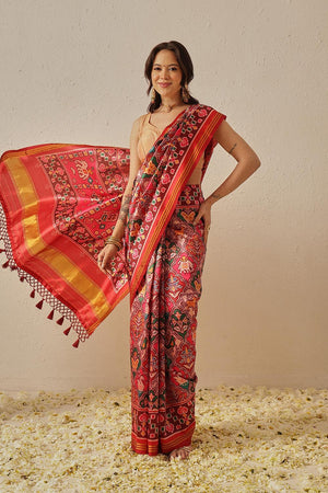 Multi Color Patola Printed Silk Saree (SZ-DGPATOLA-2986)