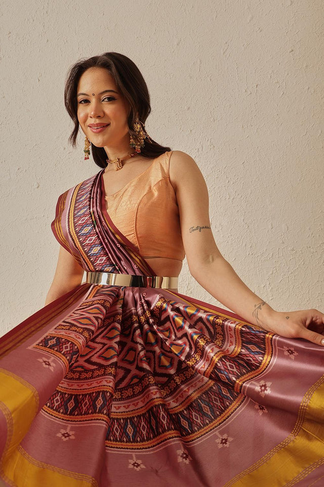 Peach Patola Printed Silk Saree (SZ-DGPATOLA-2991)