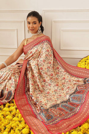 Beige Patola Printed Silk Saree (SZ-DGPATOLA-3015)