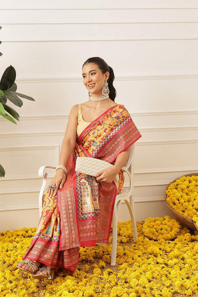 Yellow Patola Printed Silk Saree (SZ-DGPATOLA-3019)