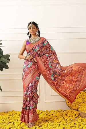 Violet Patola Printed Silk Saree (SZ-DGPATOLA-3022)