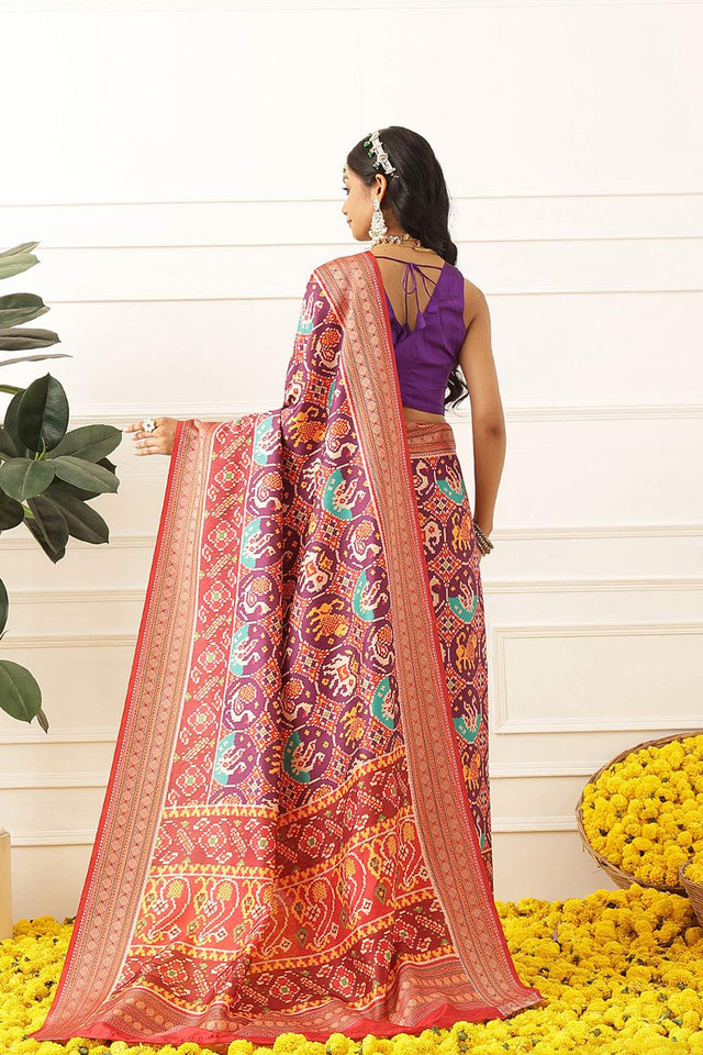 Violet Patola Printed Silk Saree (SZ-DGPATOLA-3022)