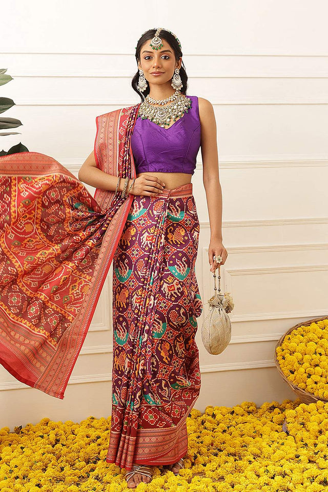 Violet Patola Printed Silk Saree (SZ-DGPATOLA-3022)
