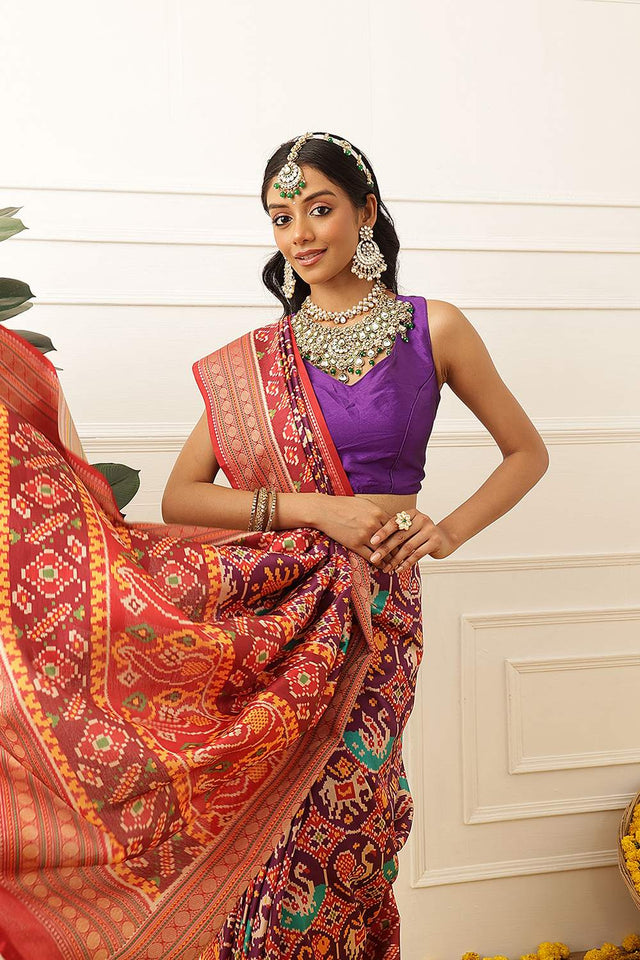 Violet Patola Printed Silk Saree (SZ-DGPATOLA-3022)
