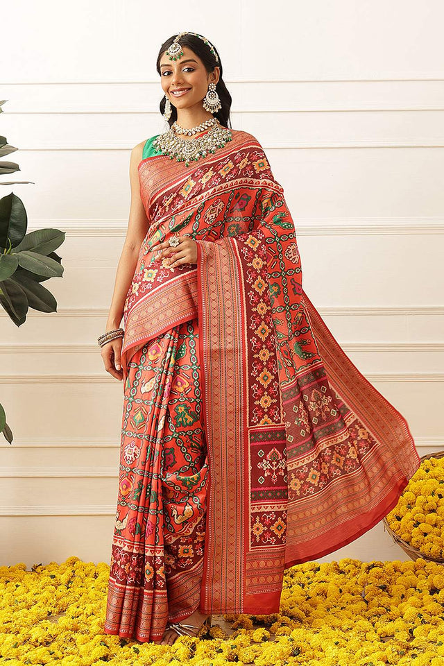 Red Patola Printed Silk Saree (SZ-DGPATOLA-3029)
