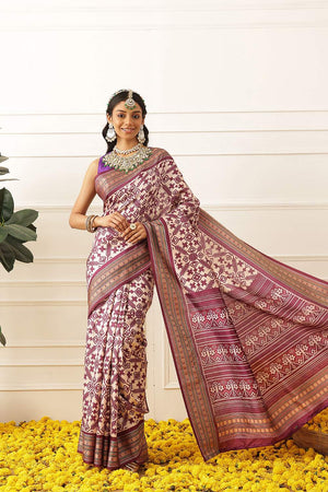 Beige Patola Printed Silk Saree (SZ-DGPATOLA-3110)