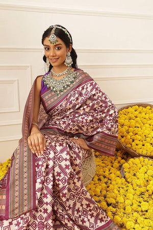 Beige Patola Printed Silk Saree (SZ-DGPATOLA-3110)