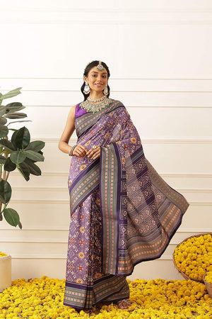 Violet Patola Printed Silk Saree (SZ-DGPATOLA-3111)