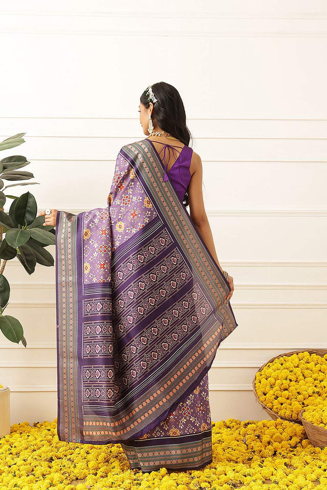 Violet Patola Printed Silk Saree (SZ-DGPATOLA-3111)