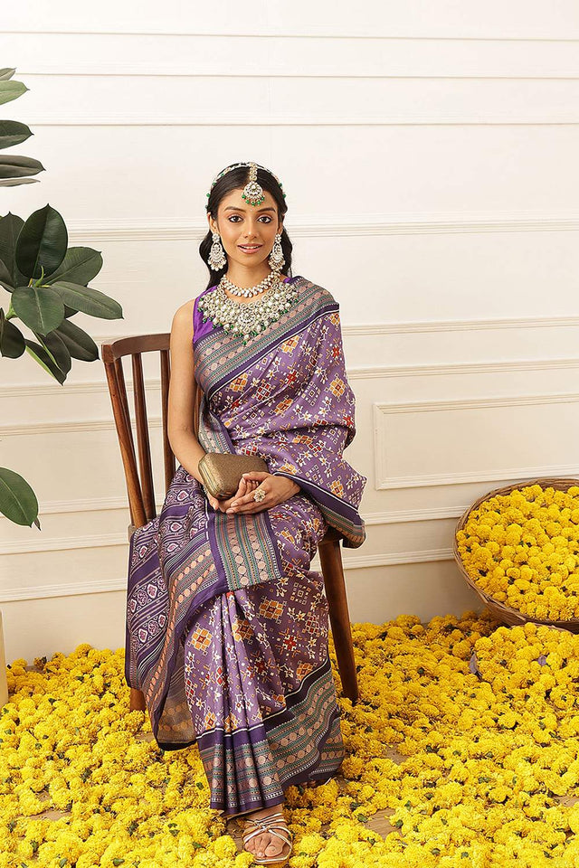 Violet Patola Printed Silk Saree (SZ-DGPATOLA-3111)