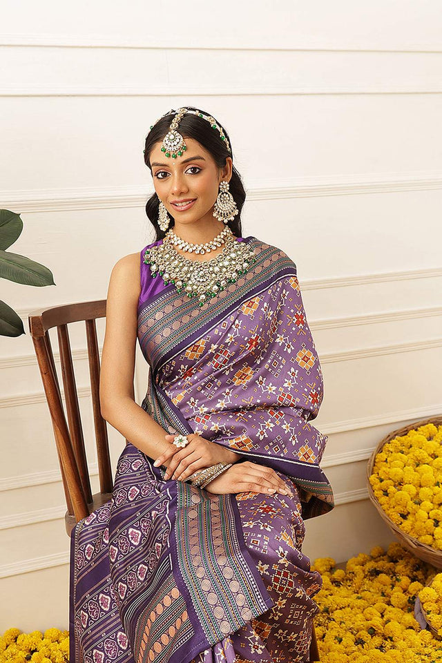 Violet Patola Printed Silk Saree (SZ-DGPATOLA-3111)