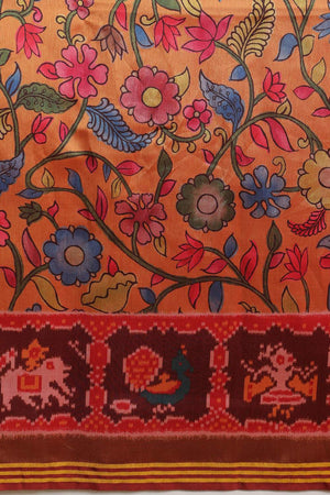 Yellow Kalamkari Printed Silk Saree (SZ-DGPATOLA-3118)