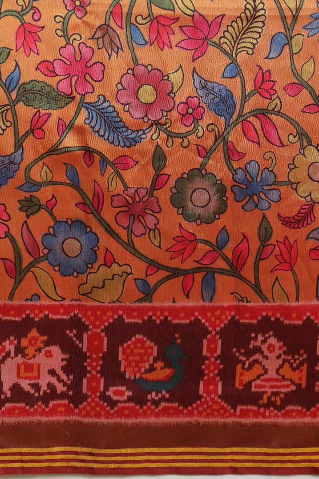 Yellow Kalamkari Printed Silk Saree (SZ-DGPATOLA-3118)