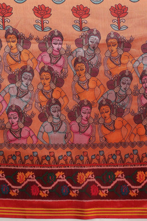 Orange Kalamkari Printed Silk Saree (SZ-DGPATOLA-3120)