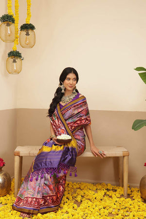 Lavender Kalamkari Printed Silk Saree (SZ-DGPATOLA-3122)