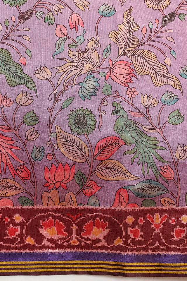 Lavender Kalamkari Printed Silk Saree (SZ-DGPATOLA-3122)