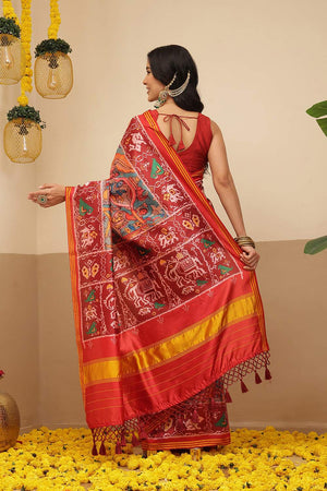Multi Color Kalamkari Printed Silk Saree (SZ-DGPATOLA-3123)