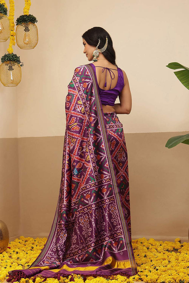 Violet Patola Printed Silk Saree (SZ-DGPATOLA-3124)