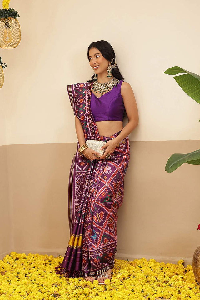 Violet Patola Printed Silk Saree (SZ-DGPATOLA-3124)