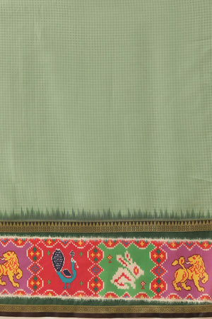 Green Checkered Printed Silk Saree (SZ-DGRIA1-GN-3135)