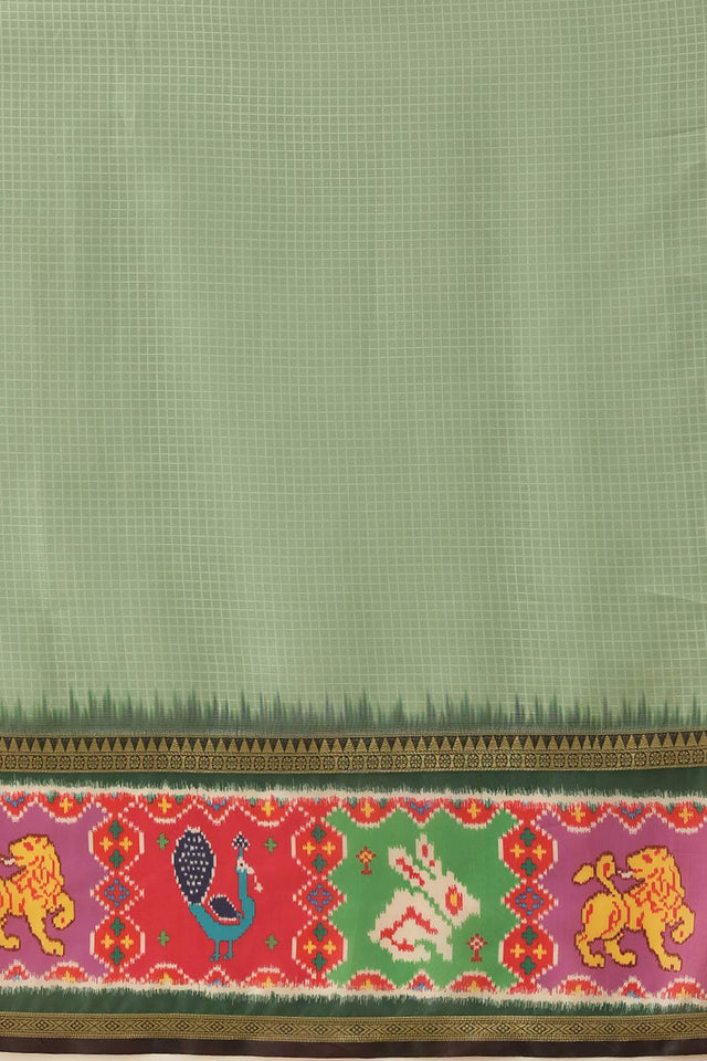 Green Checkered Printed Silk Saree (SZ-DGRIA1-GN-3135)