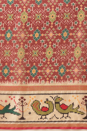 Maroon Ikkat Printed Silk Saree (SZ-DGRIA2-MR-3141)