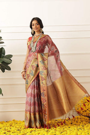 Peach Abstract Printed Silk Saree (SZ-DGRIA2-PE-3139)