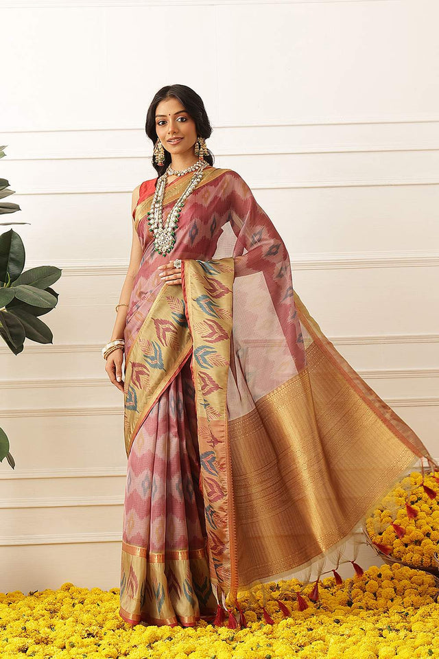 Peach Abstract Printed Silk Saree (SZ-DGRIA2-PE-3139)