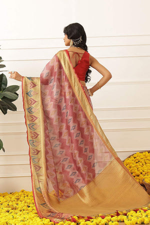 Peach Abstract Printed Silk Saree (SZ-DGRIA2-PE-3139)