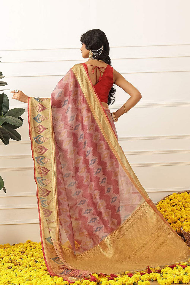 Peach Abstract Printed Silk Saree (SZ-DGRIA2-PE-3139)