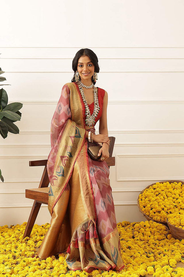 Peach Abstract Printed Silk Saree (SZ-DGRIA2-PE-3139)