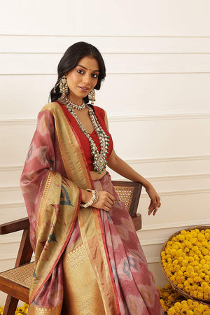 Peach Abstract Printed Silk Saree (SZ-DGRIA2-PE-3139)