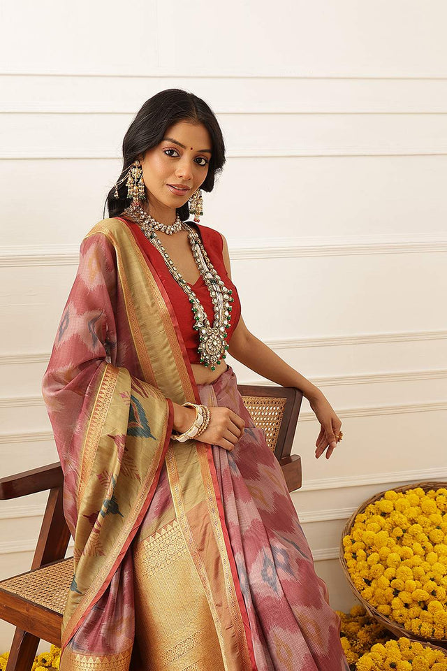 Peach Abstract Printed Silk Saree (SZ-DGRIA2-PE-3139)
