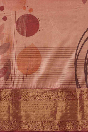 Peach Tusser Soft Silk Stripe Saree