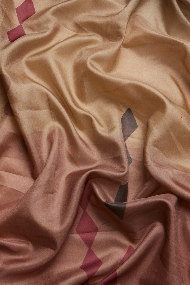 Peach Tusser Soft Silk Stripe Saree