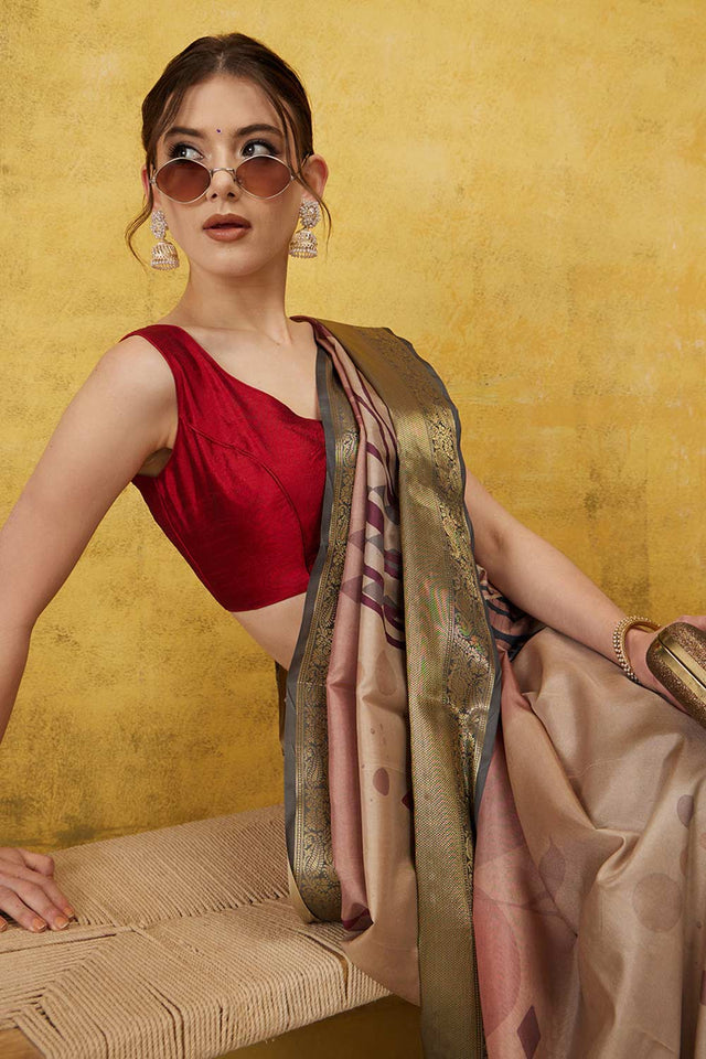 Multicolor Tusser Soft Silk Stripe Saree