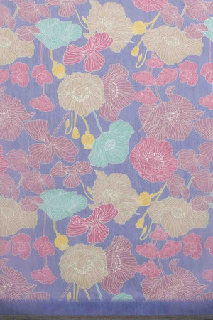 Multi-Color Floral Printed Cotton Blend Saree